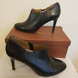 COACH Black Seneca Glazed Leather Bootie